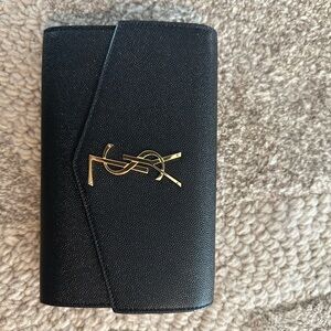 YSL Black Clutch with Gold chain